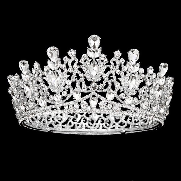 Teardrop Marquise Stone Accented Crown Tiara Wedding Party Bridal Tiara